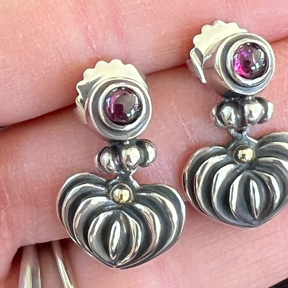 Lagos amethyst fluted heart drop earrings - Picture 8 of 9